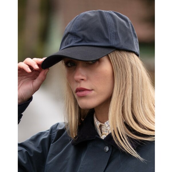 Walker en Hawkes Stallington Wax Baseball Cap Leren Klep Navy