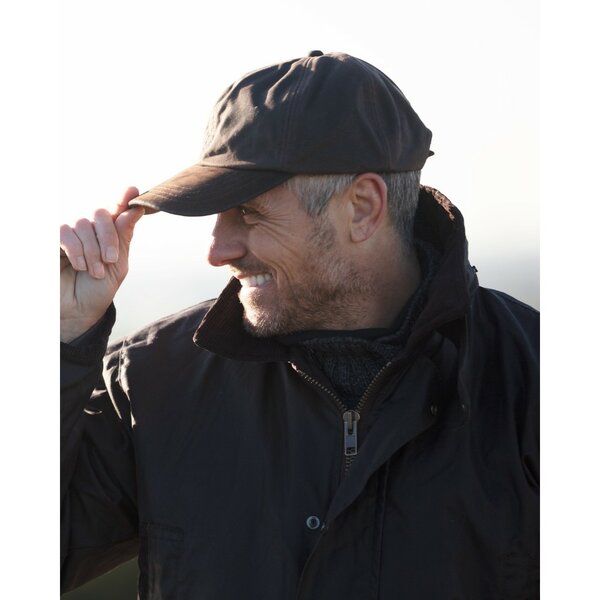 Walker en Hawkes Stallington Wax Baseball Cap Leren Klep Bruin