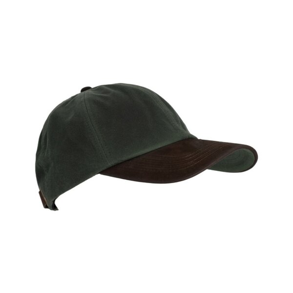 Walker en Hawkes Stallington Wax Baseball Cap Leren Klep Olive