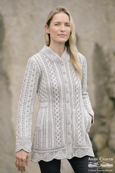 Aran Crafts Wollen Vest Fermanach Stone Mix