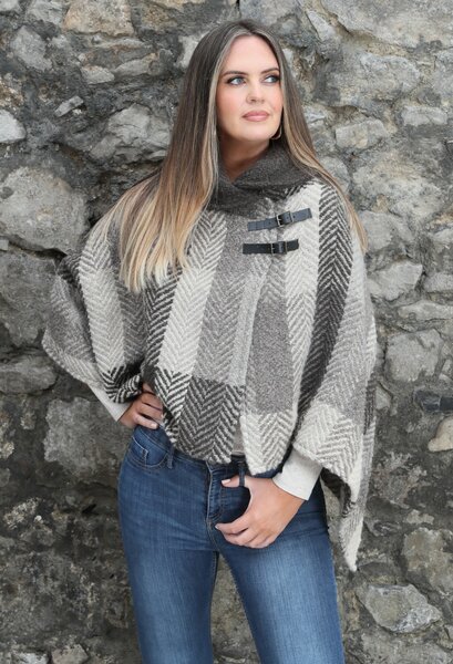 Branigan Weavers Wollen Poncho Multi Brown