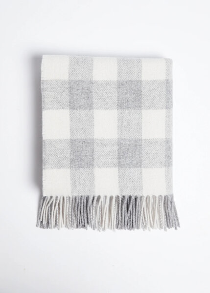 Foxford Lamswollen Babydeken Peral Grey Check Foxford Lamswollen Babydeken Peral Grey Check