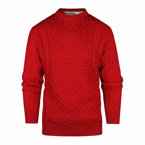 Aran Crafts (Unisex) Wollen Kabeltrui Kildare Cherry  Aran Crafts (Unisex) Wollen Kabeltrui Kildare Cherry