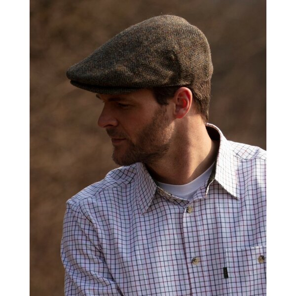 Walker en Hawkes Harris Tweed Oakmoor Flat Cap Charcoal