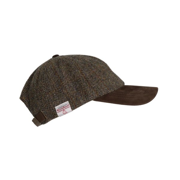 Walker en Hawkes Harris Tweed Brungton Baseball Cap Leren Klep Charcoal