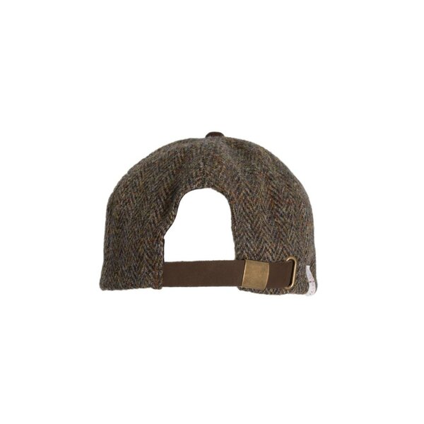 Walker en Hawkes Harris Tweed Brungton Baseball Cap Leren Klep Charcoal