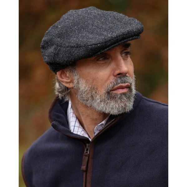 Walker en Hawkes Harris Tweed Oakmoor Flat Cap Gun Metal