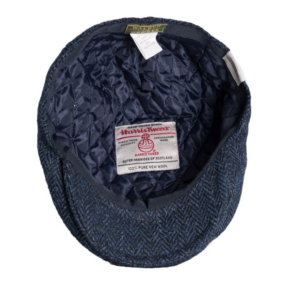 Walker en Hawkes Harris Tweed Oakmoor Flat Cap Midnight Blue