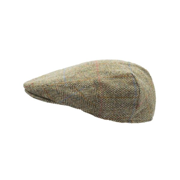 Walker en Hawkes Harris Tweed Oakmoor Flat Cap Moss Green