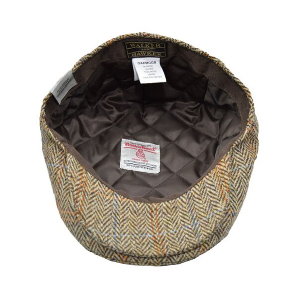 Walker en Hawkes Harris Tweed Oakmoor Flat Cap Moss Green