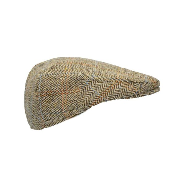 Walker en Hawkes Harris Tweed Oakmoor Flat Cap White Sand