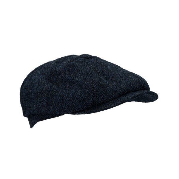 Walker en Hawkes Harris Tweed 8-Panel Thomas Baker Boy Cap Midnight Blue