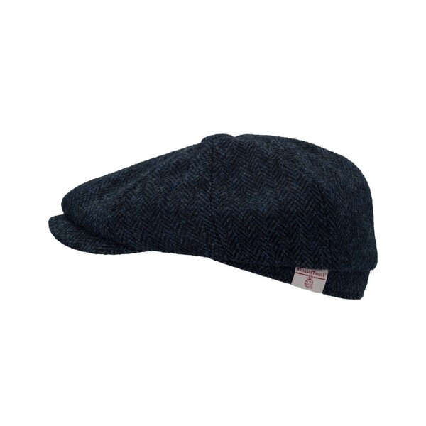 Walker en Hawkes Harris Tweed 8-Panel Thomas Baker Boy Cap Midnight Blue