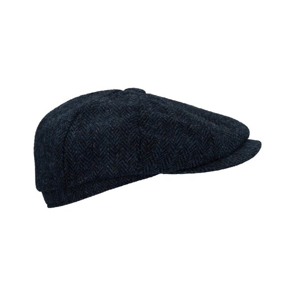 Walker en Hawkes Harris Tweed 8-Panel Thomas Baker Boy Cap Midnight Blue