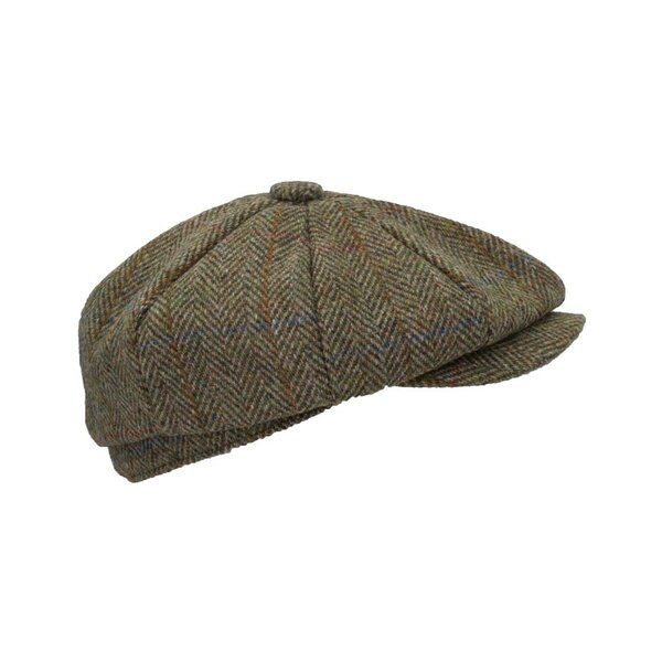 Walker en Hawkes Harris Tweed 8-Panel Thomas Baker Boy Cap Moss Green