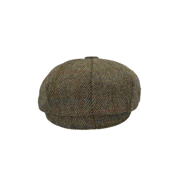 Walker en Hawkes Harris Tweed 8-Panel Thomas Baker Boy Cap Moss Green