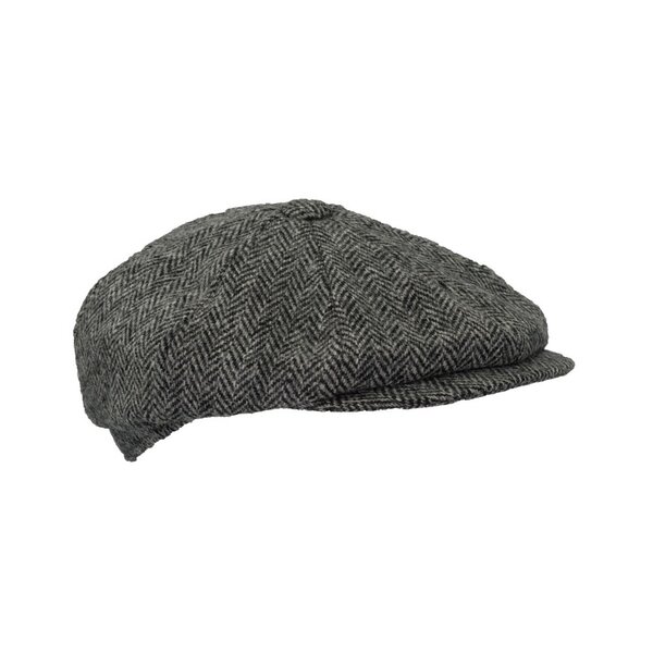 Walker en Hawkes Harris Tweed 8-Panel Thomas Baker Boy Cap Steel Grey