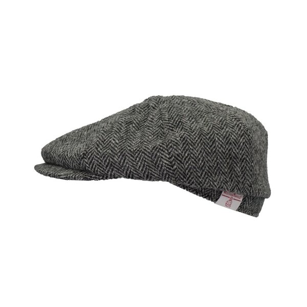 Walker en Hawkes Harris Tweed 8-Panel Thomas Baker Boy Cap Steel Grey