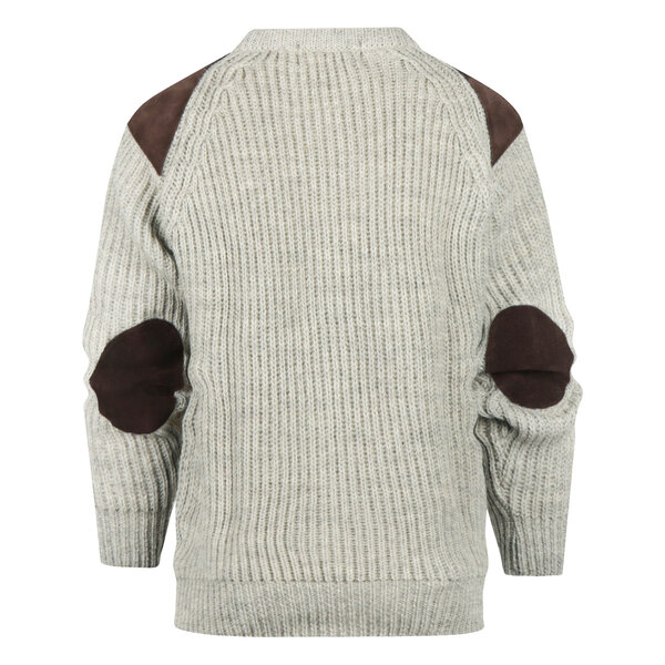 Highland Club Wollen Swaledale Trui Light Grey Welsh Donker Leer