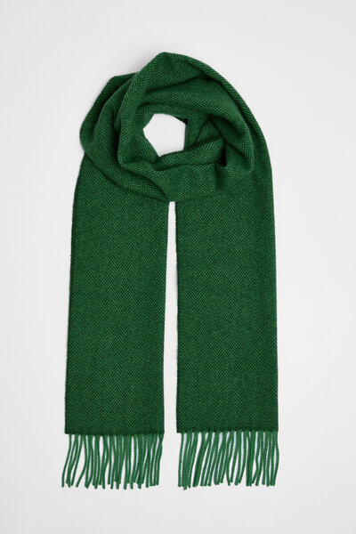 Foxford Lamswollen Sjaal Forest Green Herringbone