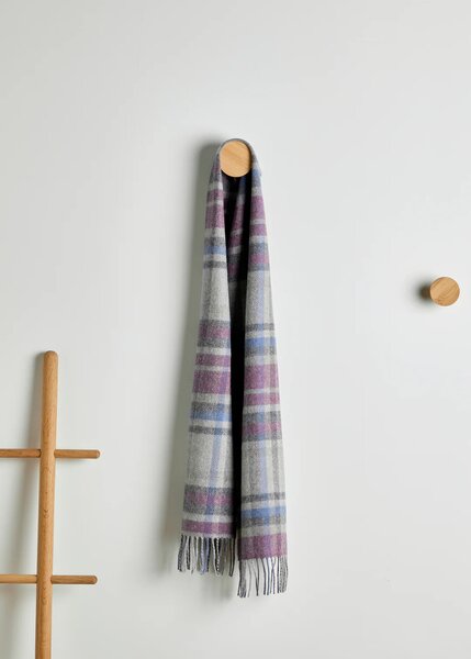 Foxford Lamswollen Sjaal Damask Grey Tartan