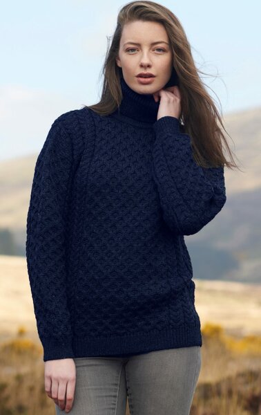 Aran Crafts (Uniseks) Wollen Colltrui Carrick Navy 