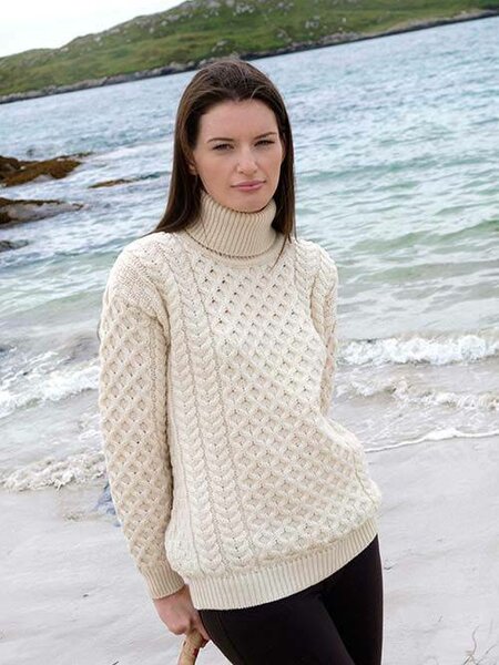 Aran Crafts (Uniseks) Wollen Coltrui Carrick Natural