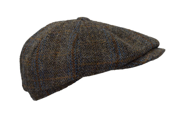 Walker en Hawkes Harris Tweed 8-Panel Thomas Baker Boy Cap Clinton Brown