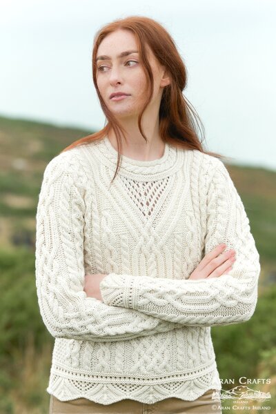 Aran Crafts Wollen trui Streedagh Natural