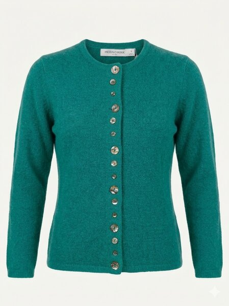 MerinoMink wollen vest Shell Cardigan - Glacier