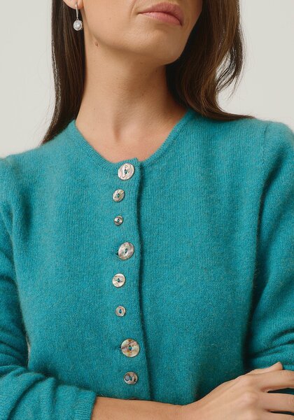 MerinoMink wollen vest Shell Cardigan - Glacier