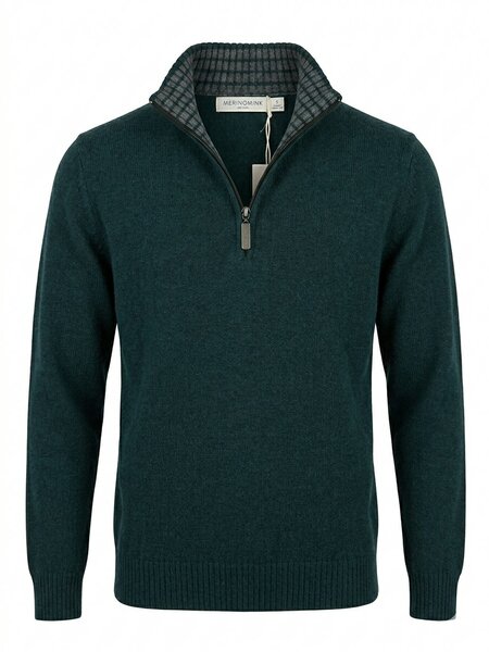 MerinoMink wollen trui Whittaker Half Zip - Peacock Slate