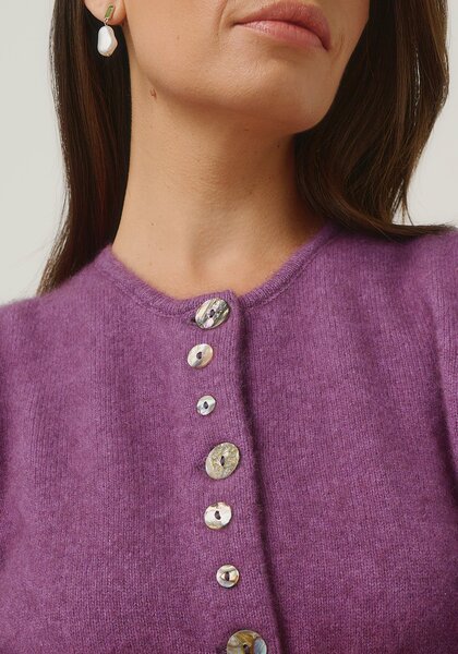 MerinoMink wollen vest Shell Cardigan - Lilac
