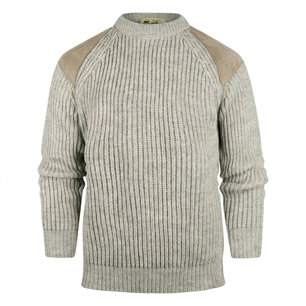 Highland Club Wollen Swaledale Trui Light Grey Welsh Licht Leer