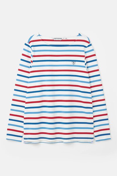 Lighthouse Shirt Causeway Red Current - Teal Stripe