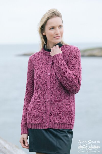 Aran Crafts Super Soft Merinowollen Vest Killiney Magenta