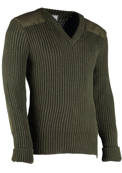 Wollen Leger Trui York V-Hals Olive